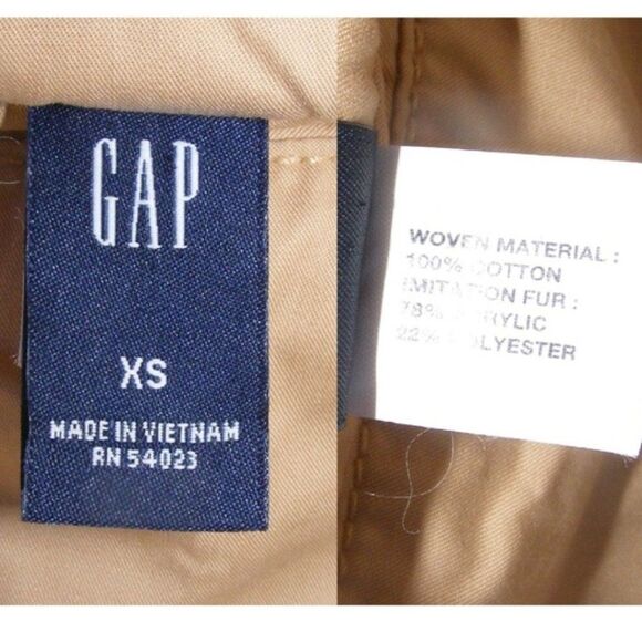 GAP Vest, XS, Reversible/Cotton & Faux Fur, Pockets, Zipper, Collared, Khaki - Picture 7 of 8
